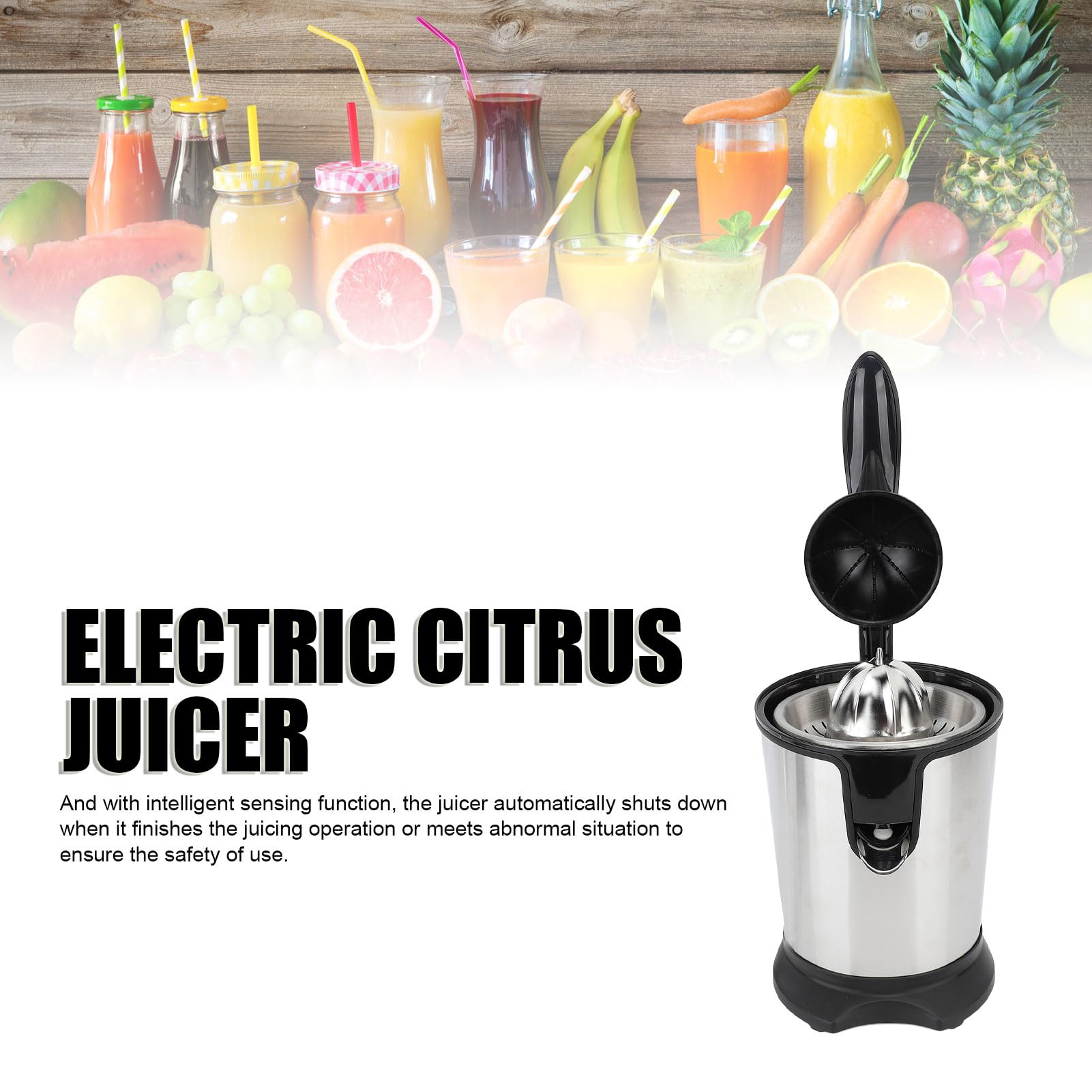 Electric Citrus Juicer, 180W 15000rpm Auto Off Dishwasher Stainless Steel Orange Juicer Ultra Powerful Motor Soft Handle Citrus Squeezer for Oranges, Lemons