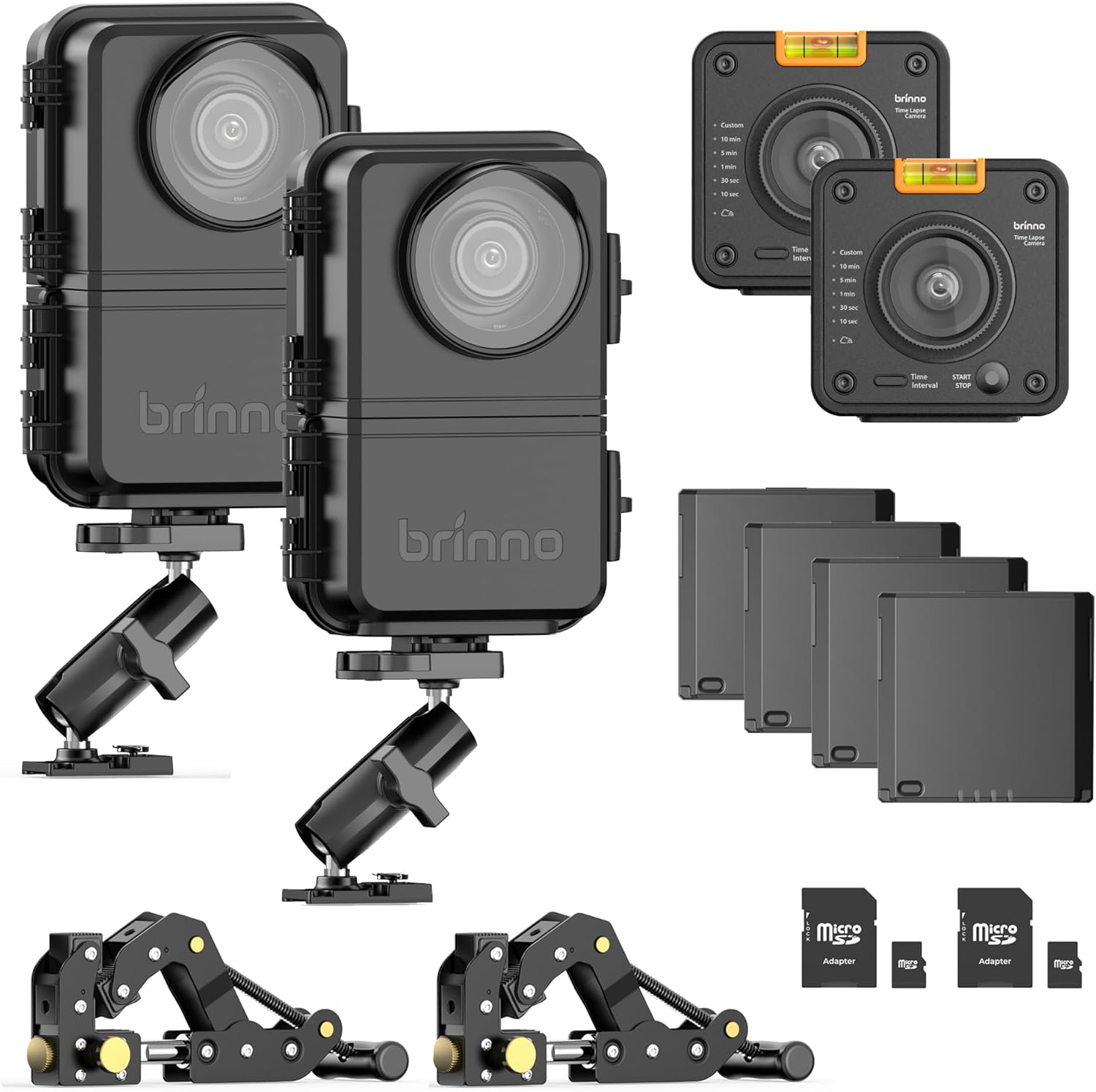 Brinno BCC5000, 2 Pack - 4K WiFi Time Lapse Camera Bundle - Advanced Imaging Sensor, HDR, IP65 Housing, Mobile App, Long Rechargeable Power, Bluetooth, Construction Monitoring System