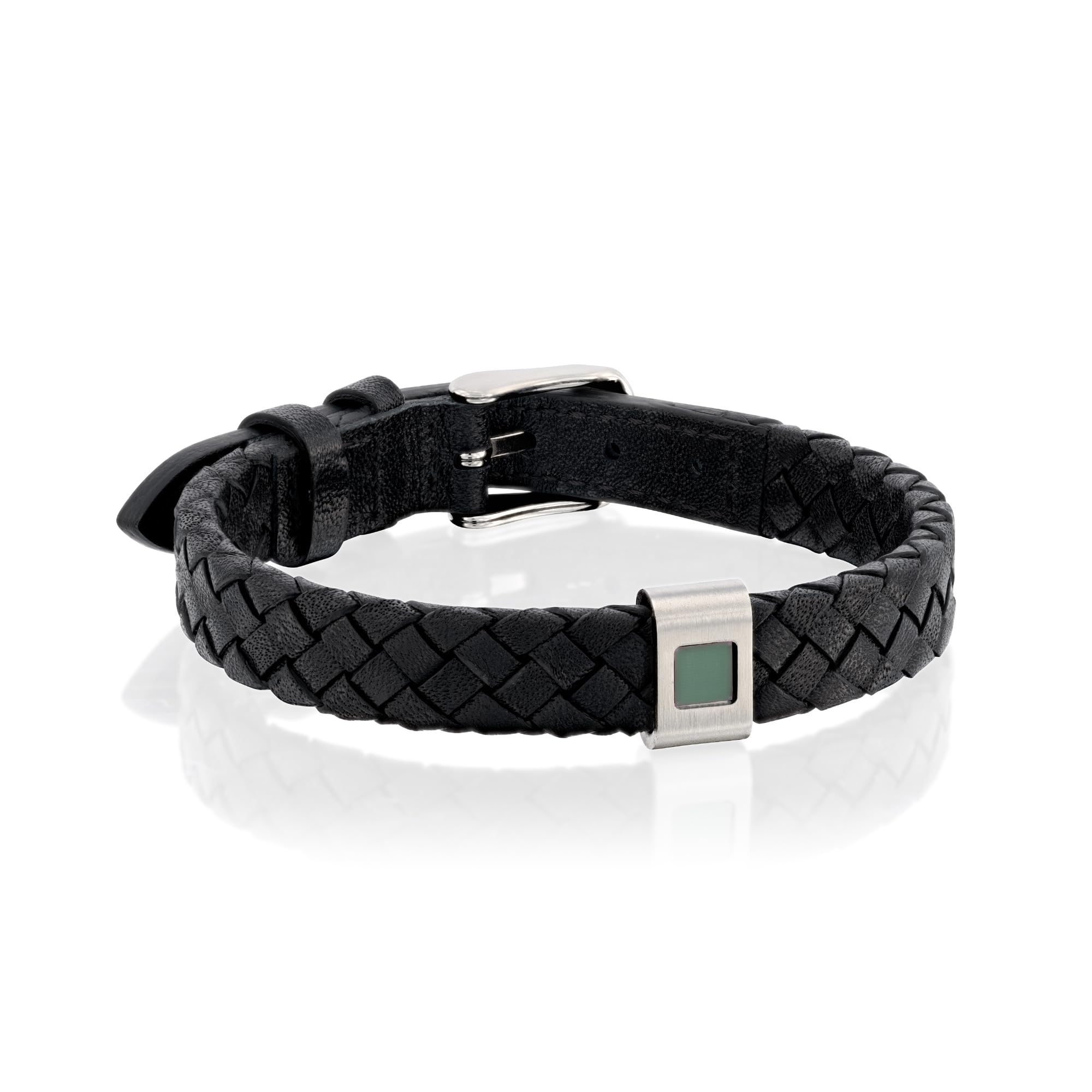 Men's Nano Bible Serenity Christian Leather Bracelet in Genuine Italian Braided Leather, Adjustable Bracelet for men