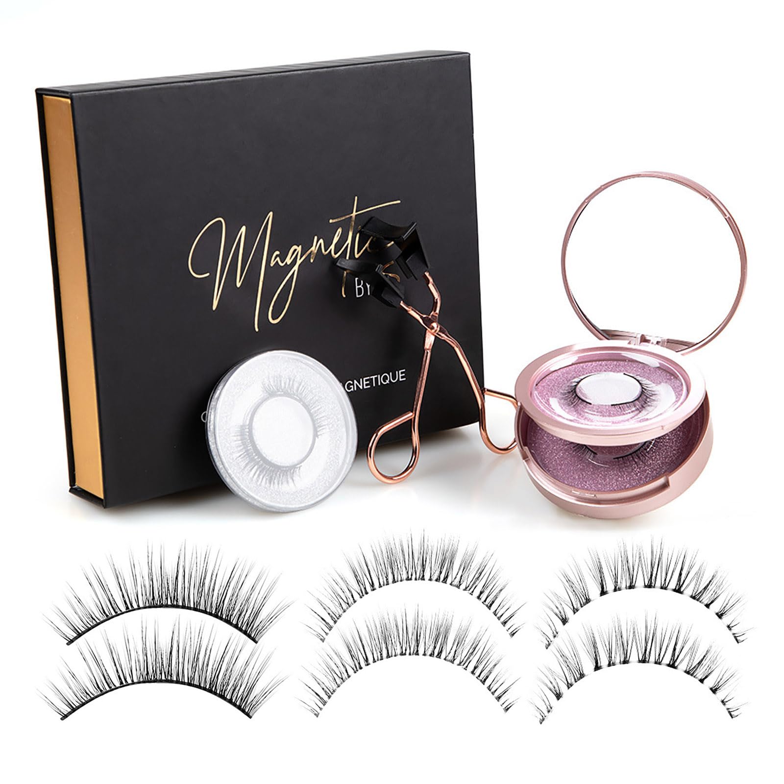 BeauFairy Pestañas Postizas Magneticas, 3 Pares Reutilizables 3D Magnetic Fake Eyelashes, Aspecto Natural y Larga Duración No Requiere Pegamento, Impermeable, Confortable Fácil Usar