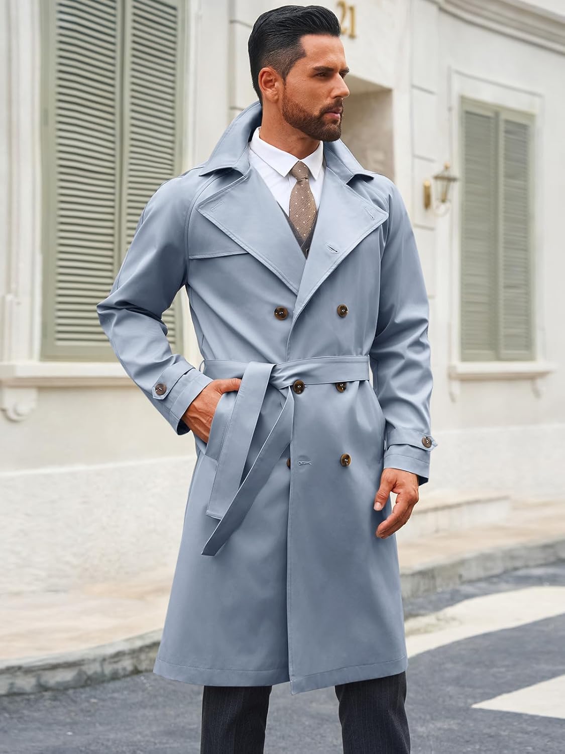 Runcati Sobretudo masculino trench coat transpassado lapela entalhada casual com cinto corta-vento outono clássico casaco longo em promoção! Veja a oferta e mais achadinhos de Jaquetas & Casacos 3 Hoje é o melhor dia para comprar Runcati Sobretudo masculino trench coat transpassado lapela entalhada casual com cinto corta-vento outono clássico casaco longo com aquele preço maroto! Promoção! Aproveite a oferta! 3