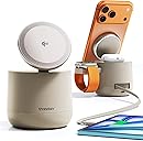 MFI Certified by Apple, 4 in 1 Magsafe Wireless Charging Station, Qi2 15W Magsafe Charger for iPhone 17/16/15/14/13/12 Series, iWatch, Airpods, iPad, 65W Charger Included (Sand, 4 in 1)