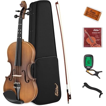 Eastar EVA-3 4/4 Full Size Violin Set Matte Fiddle for Kids Beginners Students Adults with Hard Case, Rosin, Shoulder Rest, Bow, Tuner and Extra Strings (Imprinted Finger Guide on Fingerboard)