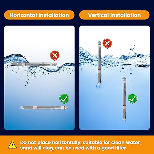 Miniatura 4 de Doppy Bomba sumergible de pozo profundo, 0.5 HP220 V60 Hz, cabeza de 164 pies4.4 gpm, con bomba de agua de acero inoxidable de cable eléctrico de 49