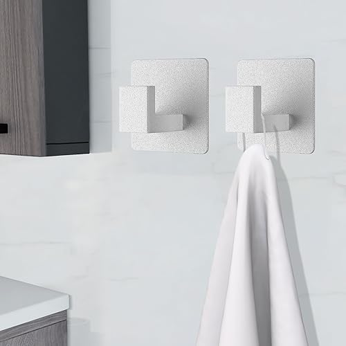 Miniatura 4 de VAEHOLD Ganchos adhesivos para toallas, ganchos de pared resistentes de aluminio negros para colgar abrigos, sombreros, toallas, batas, ropa, gancho