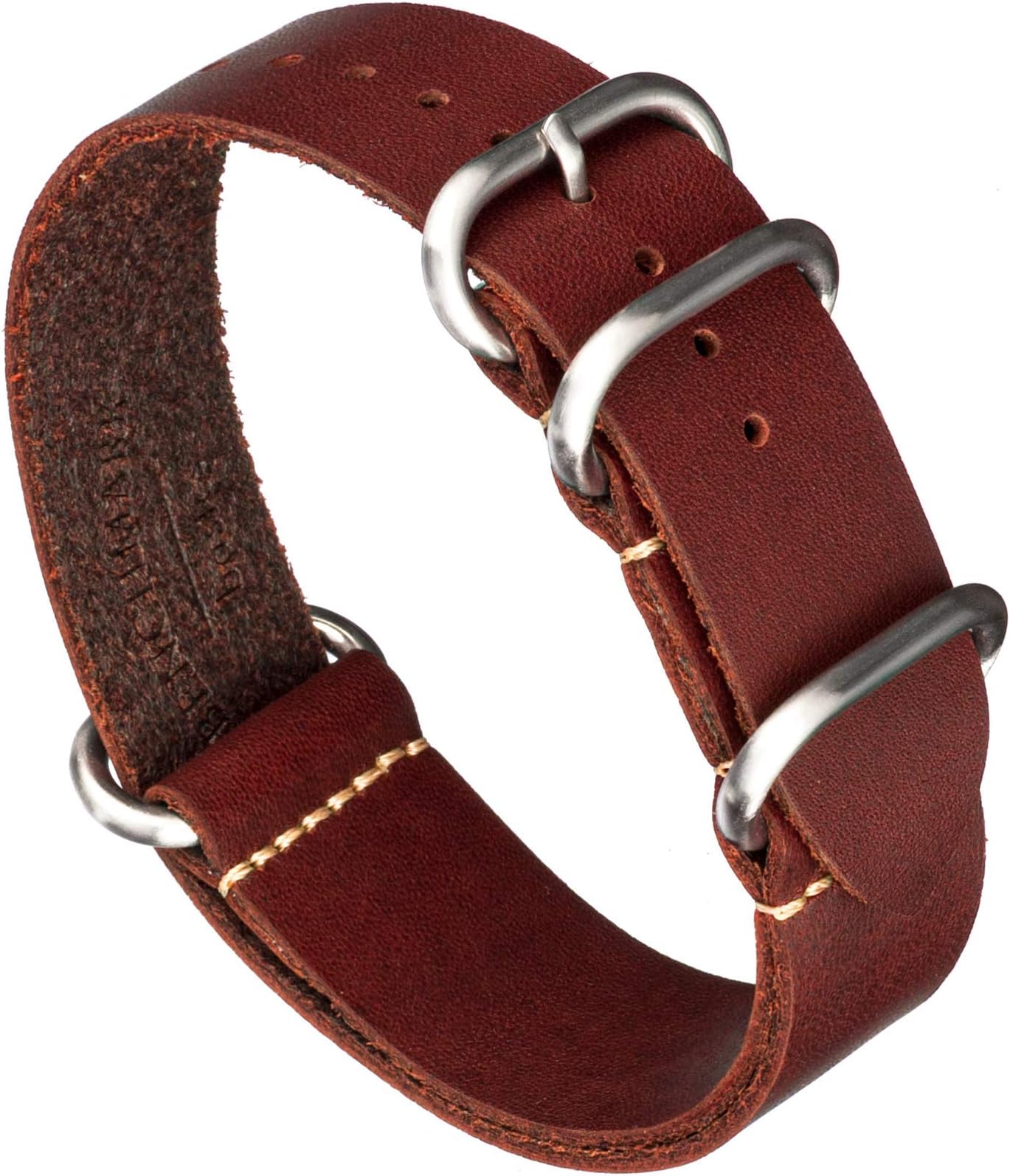 Leather Watch Band - Zulu Crazy Horse Oiled Leather One-Piece Military Watch Strap - Choice of Color & Width - 18mm, 20mm, 22mm or 24mm