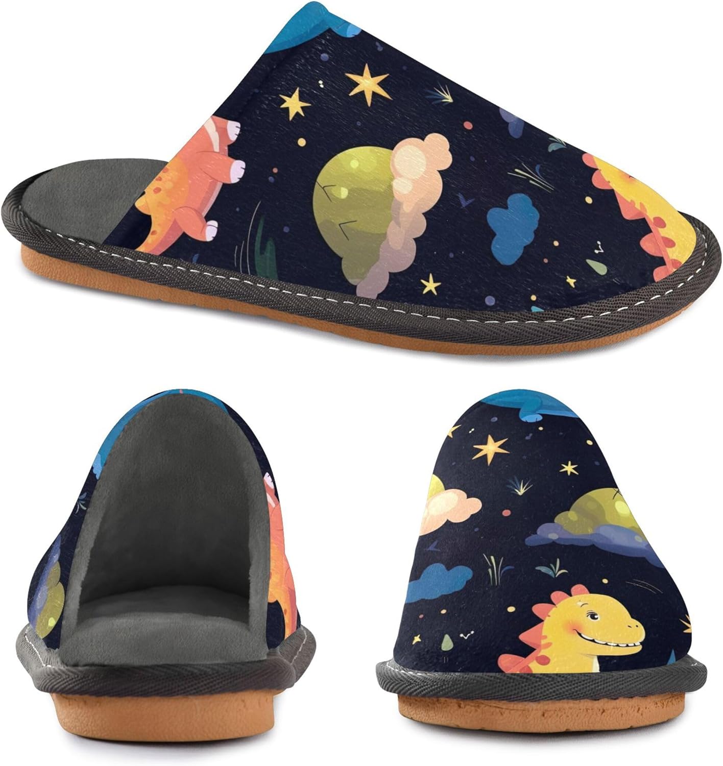 Dinosaur House Slippers – Cozy Fuzzy Slippers for Guests, Washable & Disposable, Perfect for Shoeless Home, Spa & Hotel Use A110878