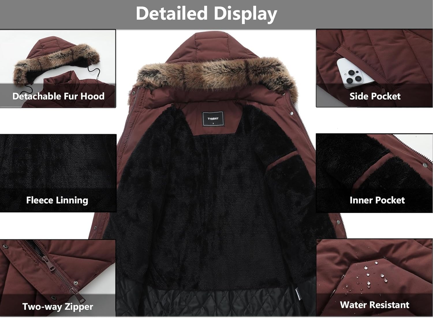 Women's Winter Coat Long Puffer Jacket - Waterproof Warm Thickened Snow Coat for Women - Image 4