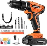 WORKBLESS Cordless Drill, Power Drill Set with 1 Battery and Charger, 40Nm, 20+1 Torque, 2 Speed, Keyless 3/8" Electric Screwdriver with LED Light, 28pcs Drill Bits Set(Green)
