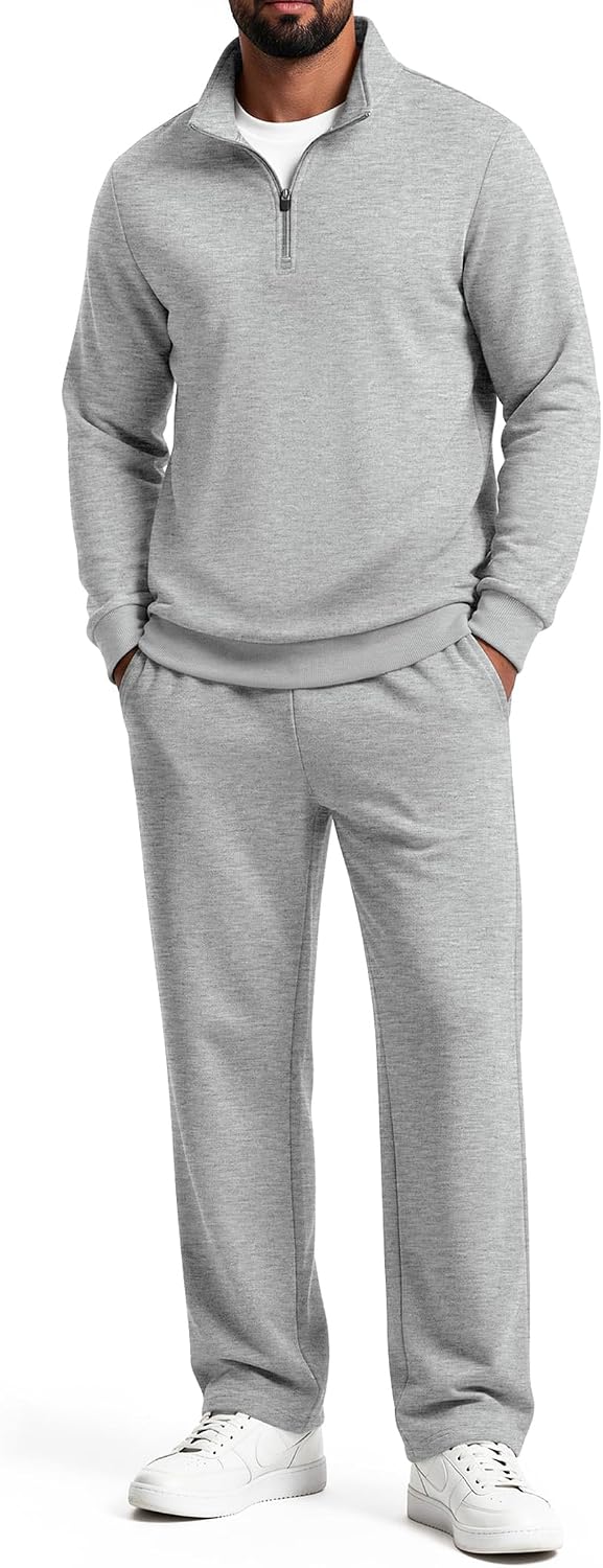 COOFANDY Men's 2 Piece Tracksuit Set Quarter Zip Sweatsuit Athletic Outfits