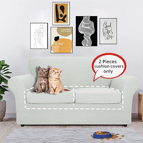 Miniatura 2 de YEMYHOM Fundas de cojín individuales elásticas para sofá biplaza, fundas de cojín de repuesto suaves para sofá, protector de muebles a cuadros