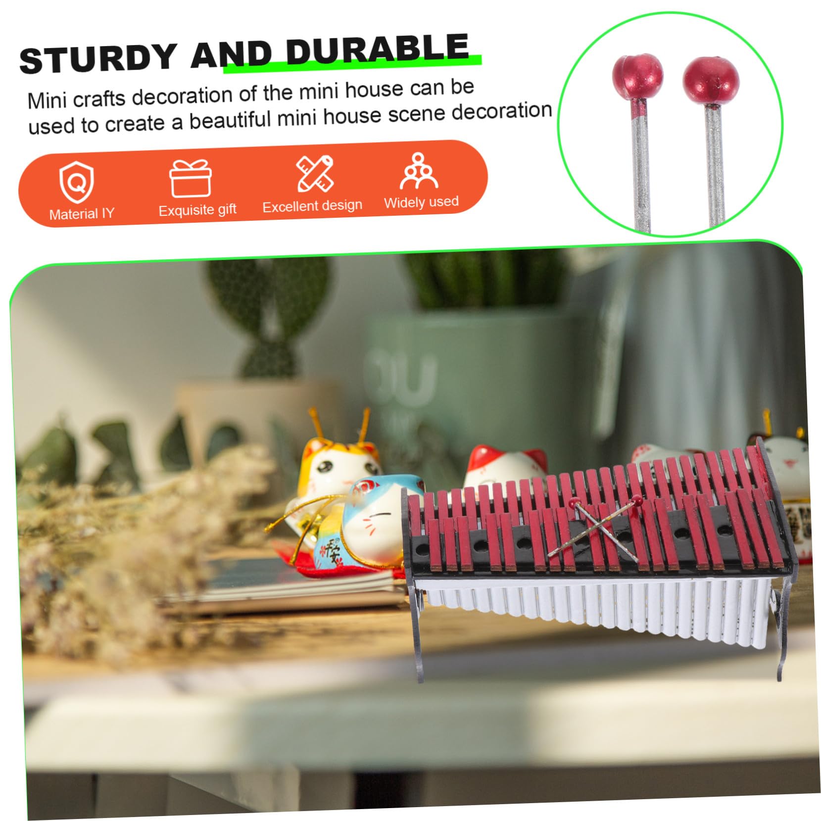 Mipcase Mini Marimba in Resina Decorazione per Casa e Scrivania Strumento Percussione Artigianale Adatto per Miniature e Lavori da Te