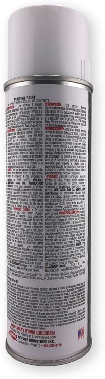 Aervoe 710 Striping Paint, White, Solvent-Based, 4 Wide Stripe, Fast Drying, Case of 12 Cans