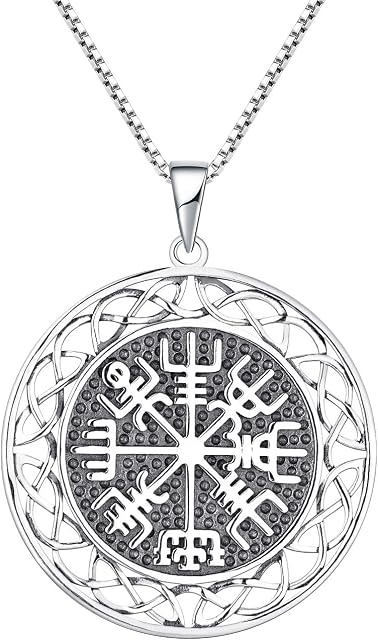 JO WISDOM 925 Sterling Silver Vegvisir Pendant Necklace Viking Amulet Jewellery