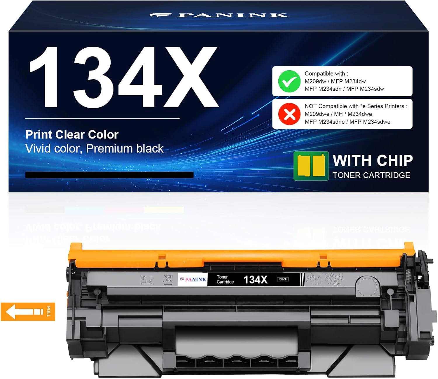 134X Black Toner Cartridge Replacement for HP 134X W1340X 134A W1340A Toner Cartridge Compatible with HP M209dw MFP M234dw M234sdw M234sdn Printer - 1 Black,with Chip