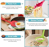 Vista 5 de TeamFar Silicone Kitchen Utensils, 7-Piece Kitchen Cooking Utensil Set with Turner Spoon Spatula Ladle, Perfect for Baking Cooking Mixing