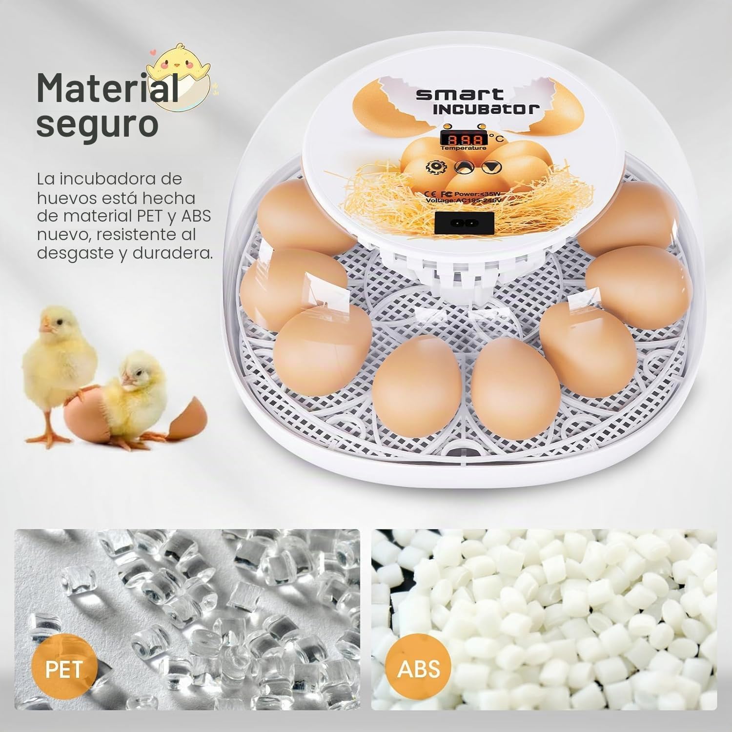 Incubadoras para huevos para incubar, incubadora para 12 huevos con automático de los huevos y control de humedad, llenado automático de agua, mirilla LED, para incubar huevos de pollo, pato
