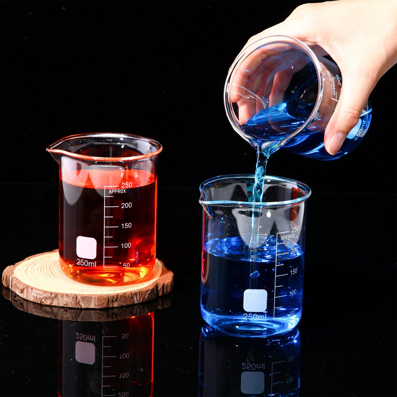 Tanlade 20 vasos de vidrio, vasos de laboratorio resistentes con impresión, taza medidora de alta clase de borosilicato, graduación a granel para laboratorios, aulas u hogar (250 ml)