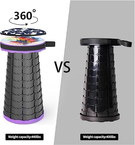 Miniatura 14 de ALEVMOOM Taburete plegable mejorado con cojín, taburete telescópico portátil, taburete retráctil plegable ajustable, más resistente y ligero, carga