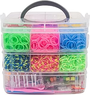 Loom Strap Bracelet Maker - Rainbow Band Loom Bracelet Making Kit - Three Layer Box Loom Rubberband Bracelets DIY Birthday Gift for Kids