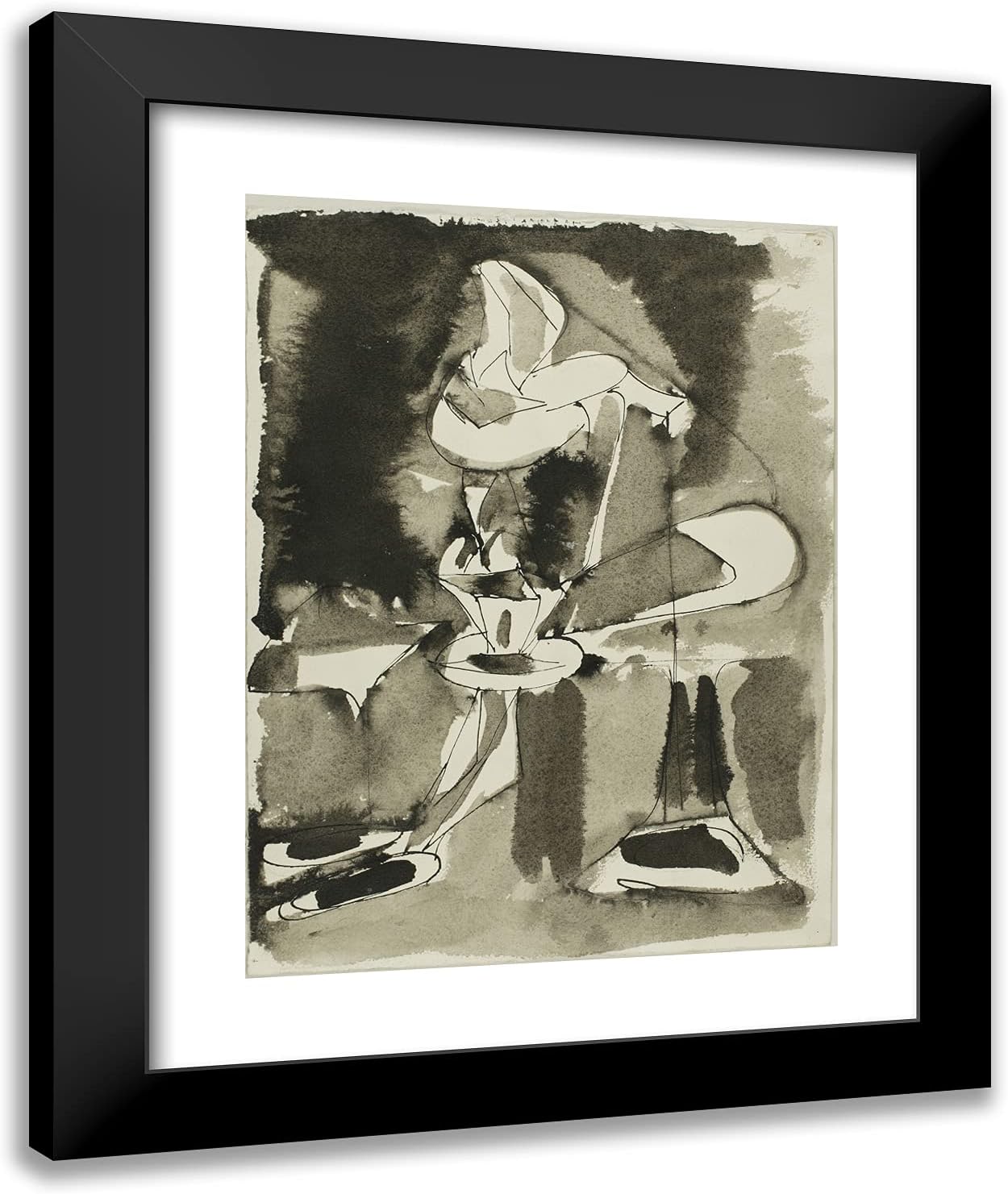 ArtDirect Arshile Gorky 20x24 Black Modern Framed and Double Matted Art Print Titled Study for Agony