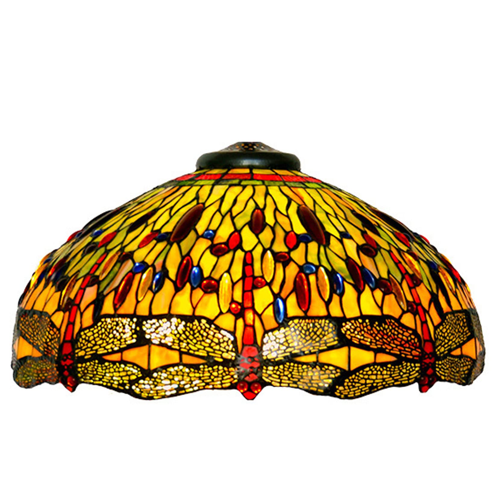 SaryEdge Tiffany Lamp Shade Replacement W20H13 Inch Stained Glass Dragonfly Lampshade Only Lamp Chimney, Exclude Accessories, for Table Lamps Floor Lamp Ceiling Fixture Pendant Hanging，