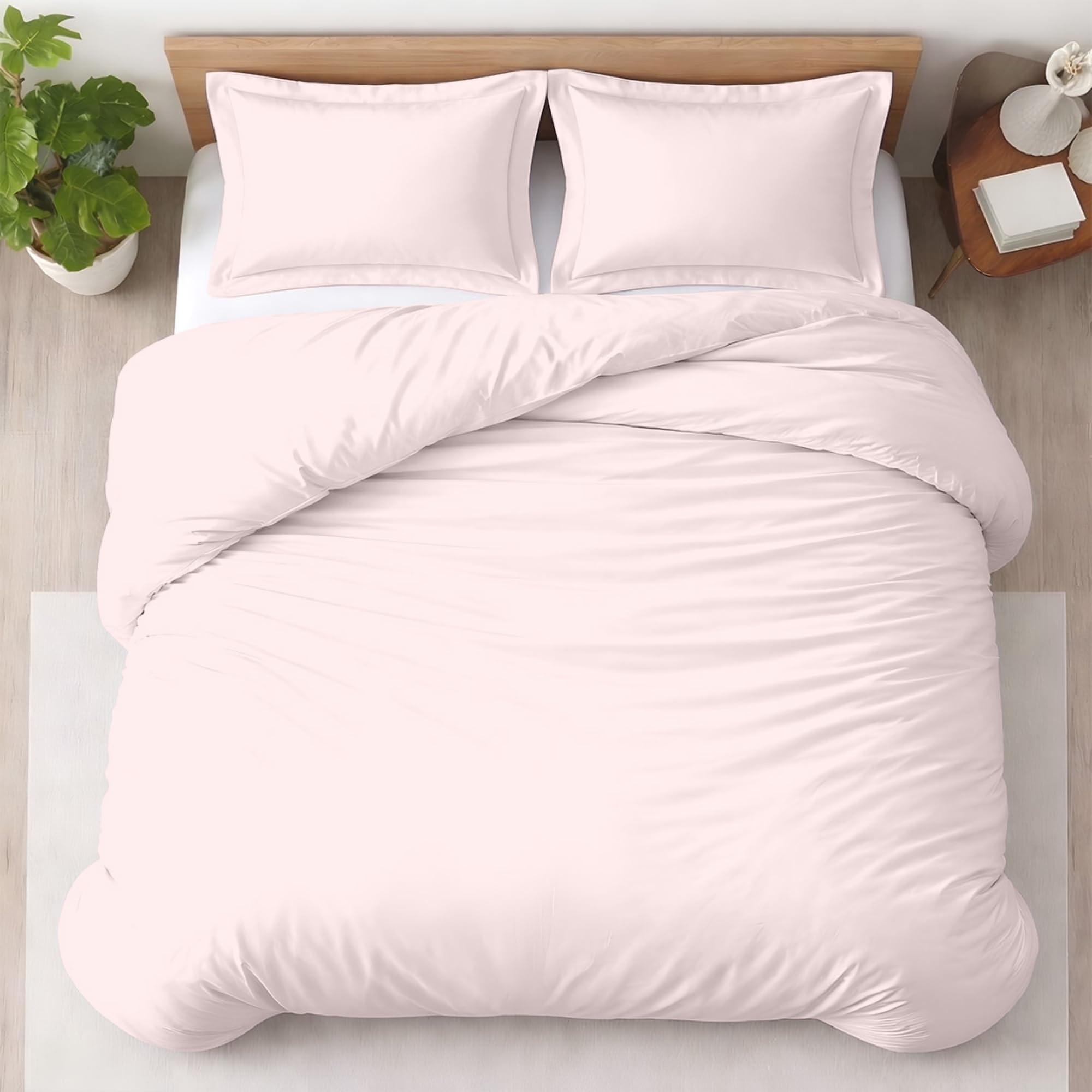 Kotton Culture 3 Pc Twin XL/Twin Duvet Cover Set-100% Egyptian Cotton 600 Thread Count Ultra Soft Premium Durable Comforter Cover Zipper Closure & Corner Ties- (Pink Blush, 68" X 90")