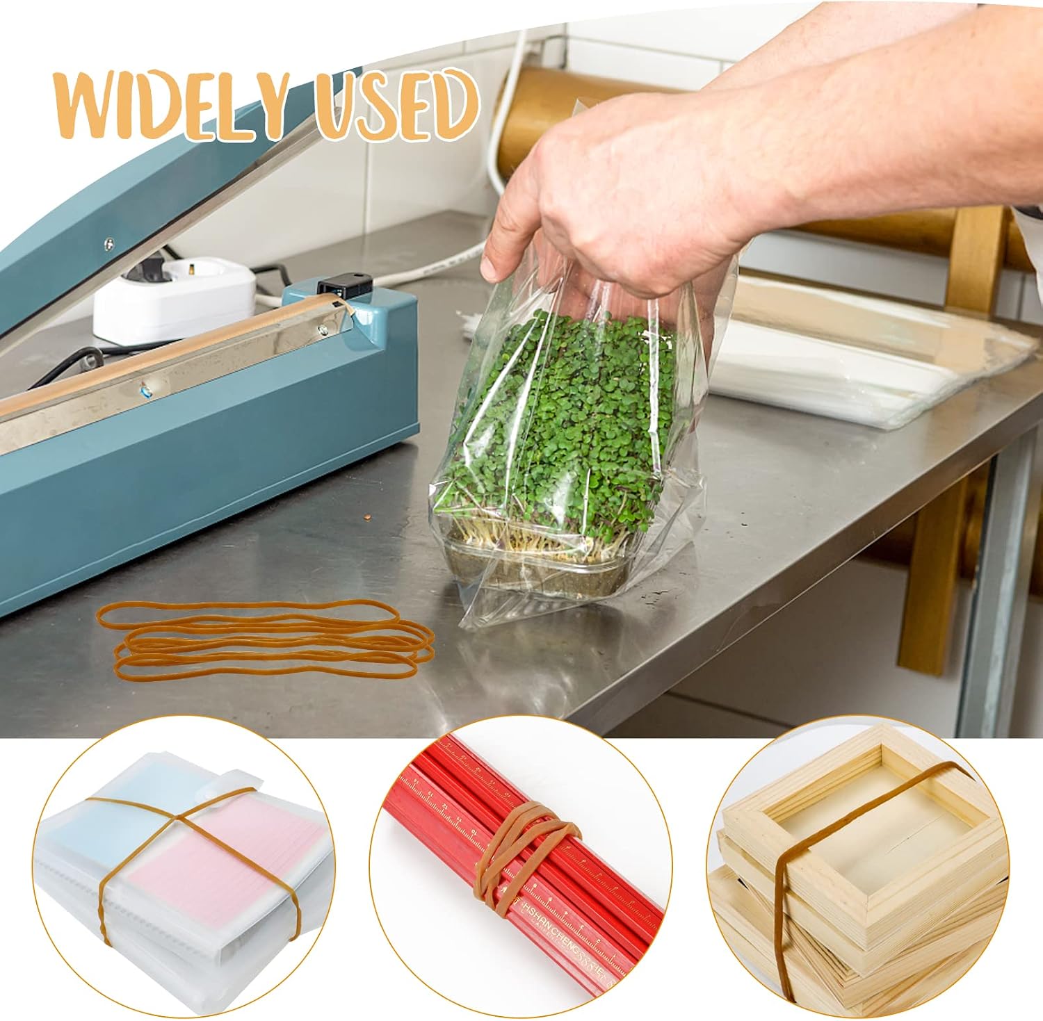 Weoxpr 100 Pcs 8" Large Rubber Bands Trash Can Band Elastic Bands for Office Supply, Trash Can, File Folders, Cat Litter Box