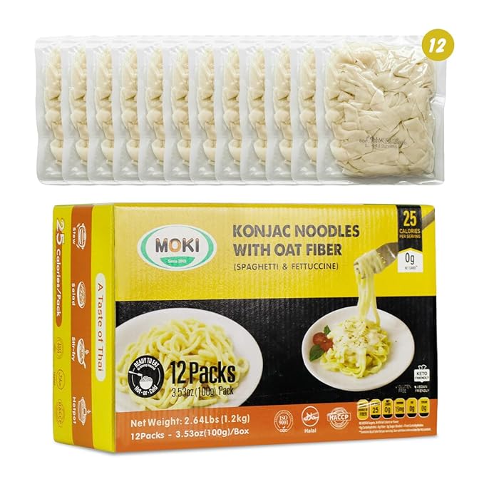 Fideos MOKI Shirataki de Konjac y Avena, 12 Paquetes, 1200g miniatura 8