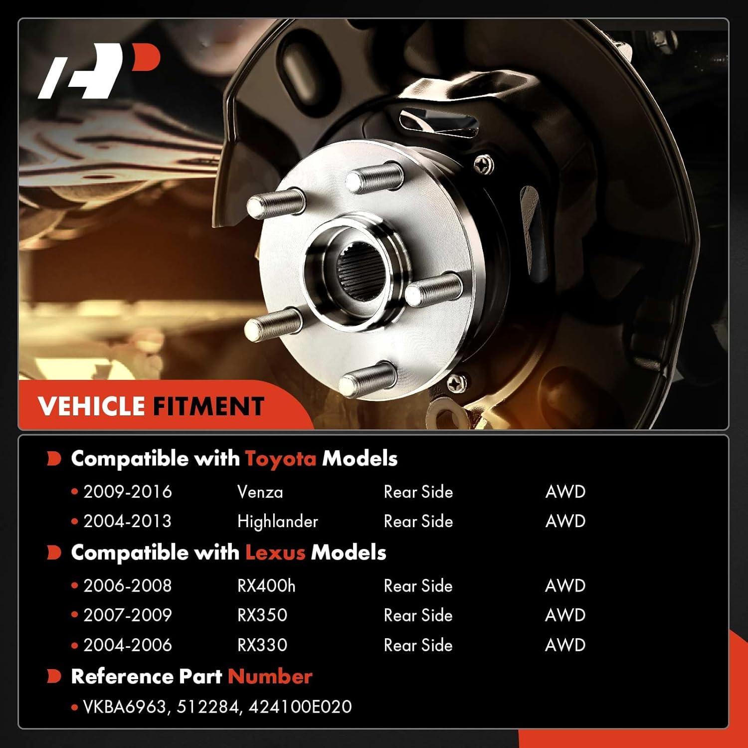 A-Premium 2 x Rear Wheel Bearing and Hub Assembly with 5-Lug Compatible with Toyota Highlander 2004-2013, Venza 2009-2016, Lexus RX330 2004-2006, RX350 2007-2009, RX400h 2006-2008, AWD