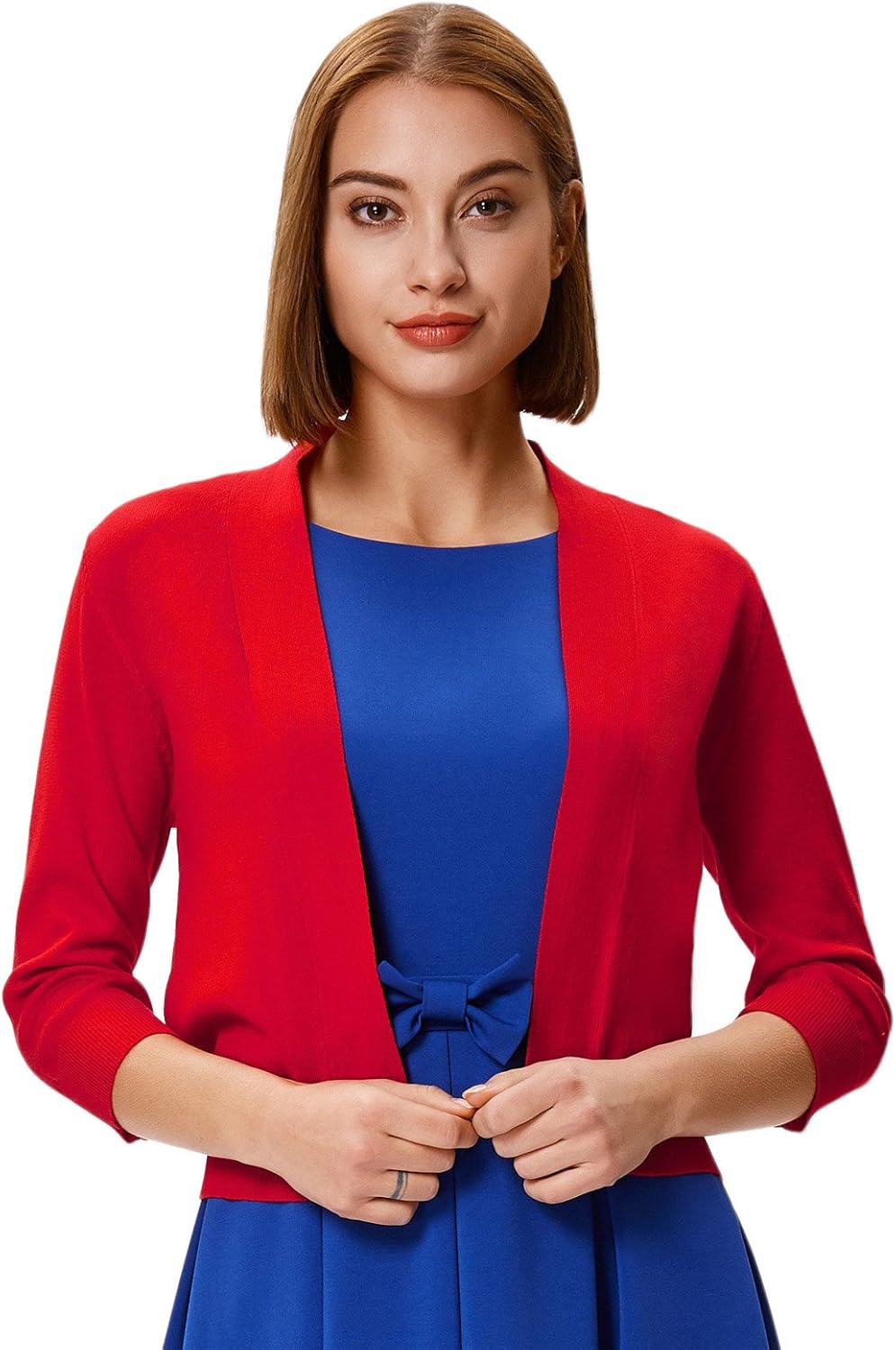 GRACE KARIN Women Cardigan Sweaters Lightweight Knit Cropped Cardigans Trendy 3/4 Sleeve Shrug Bolero S-3XL - Image 2