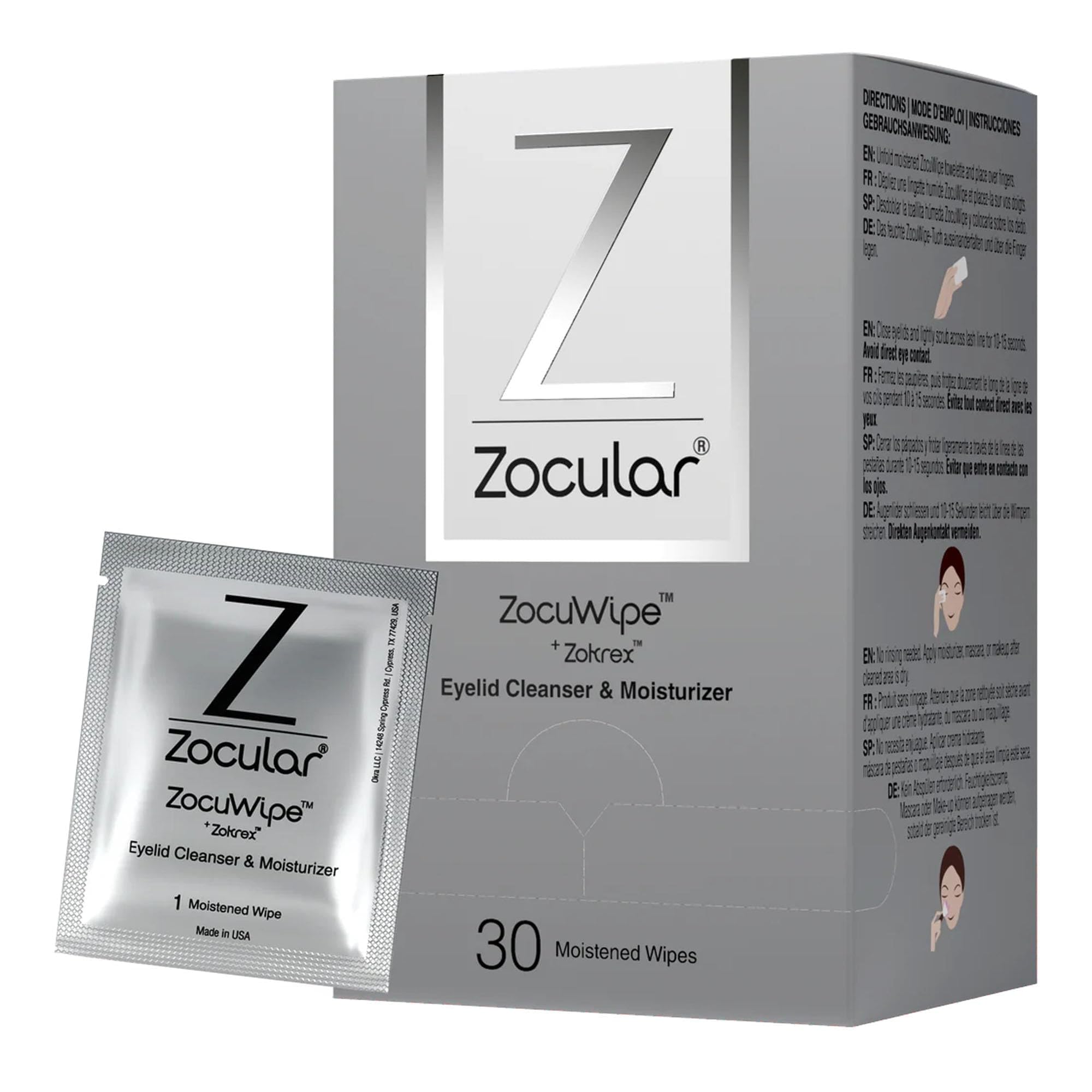 Zocuwipe Augenlid-Tücher Mit Okra-Komplex - Reinigungspads Für Trockene Augen, Blepharitis, 30 Stück