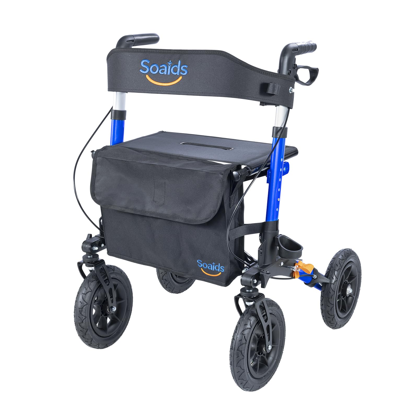Rollator Walker with Seat, All-Terrain 10" Pneumatic Tires