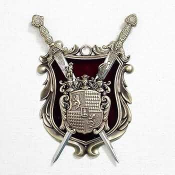 Amazon.co.jp: スペイン製 西洋武具 壁掛け 中世の騎士 獅子と鷲の紋章