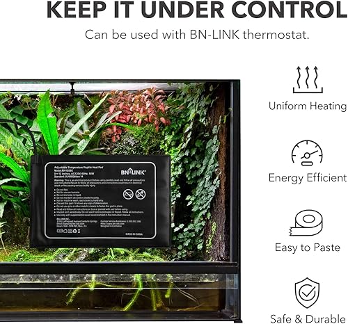 Miniatura 23 de BN-LINK Almohadilla térmica de reptiles de 8 x 12 pulgadas, 16 W para 30-40 galones debajo del tanque de terrario, alfombrilla de calefacción