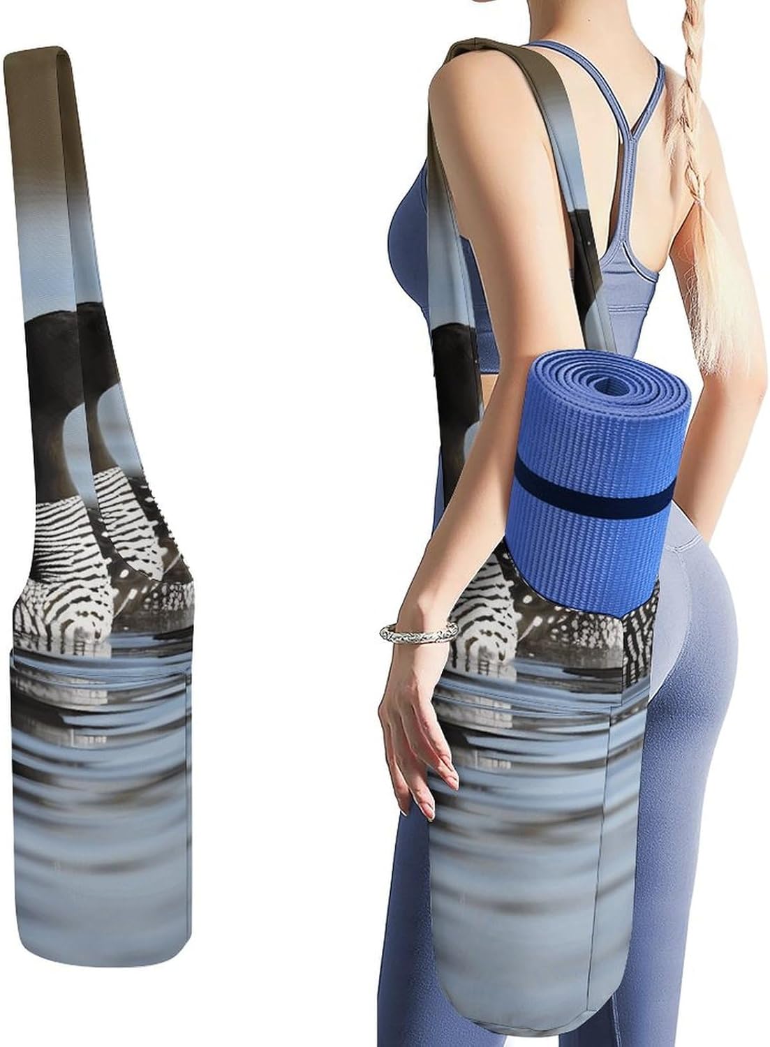 Loon Birds Yoga Mat Bag Yoga Backpack Multi Pocket Exercise Yoga Mat Carrier Multi-Functional Storage Bag for Pilates Beach Travel And Everyday Use
