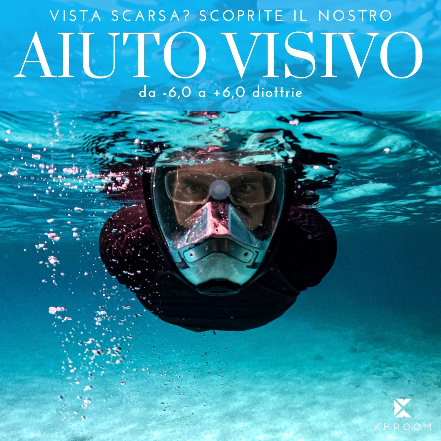 Khroom Maschera Snorkeling per Adulti e Bambini | Sicurezza CO2 certificata DEKRA | Maschera Seaview X – Maschera Subacquea con Boccaglio | Alternativa Set Snorkeling