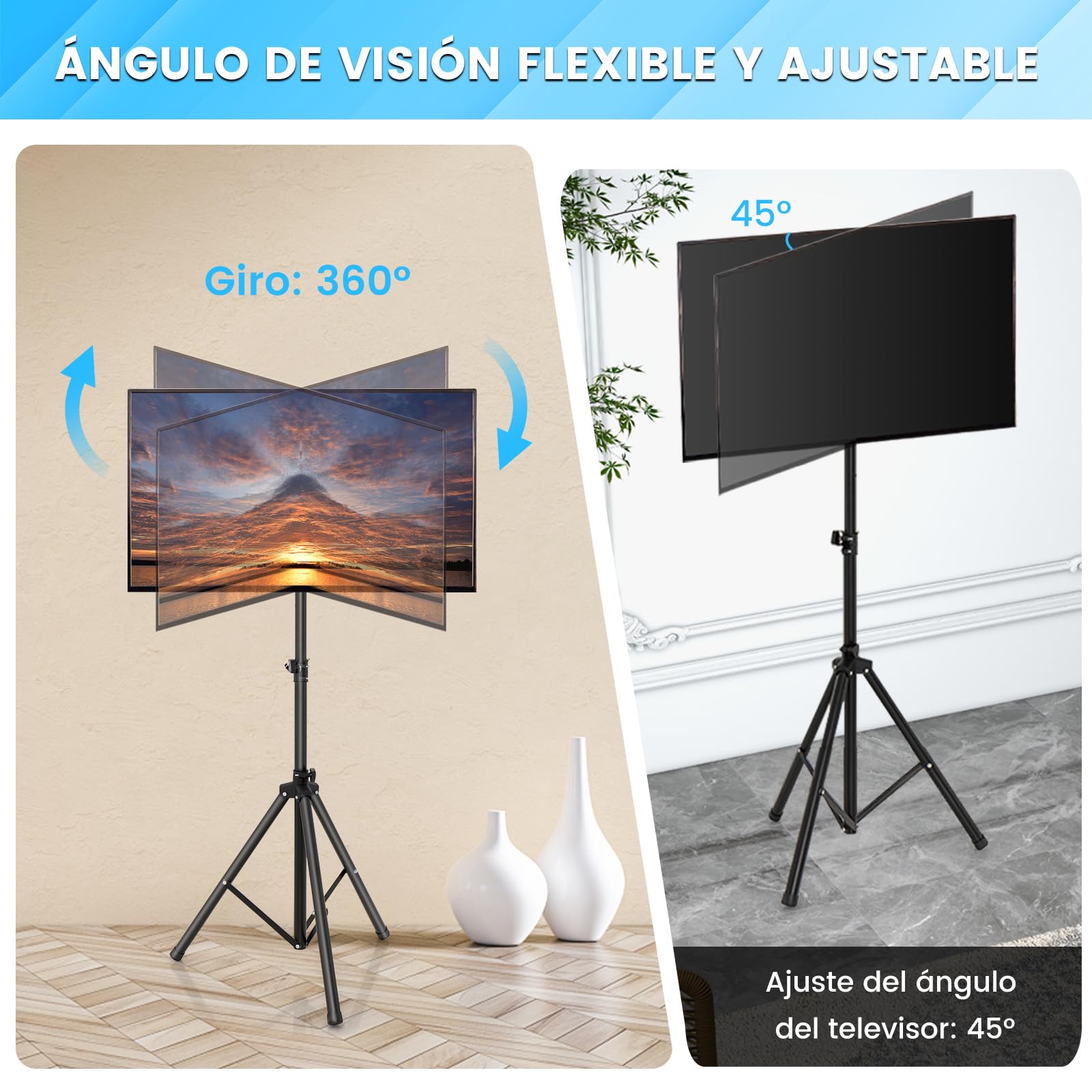 COSTWAY Soporte TV Pie para Pantallas 21-47 Pulgadas, Altura Ajustable y Capacidad de Carga de 35 kg, Soporte de Mesa para Televisor LCD OLED, Base Antideslizante
