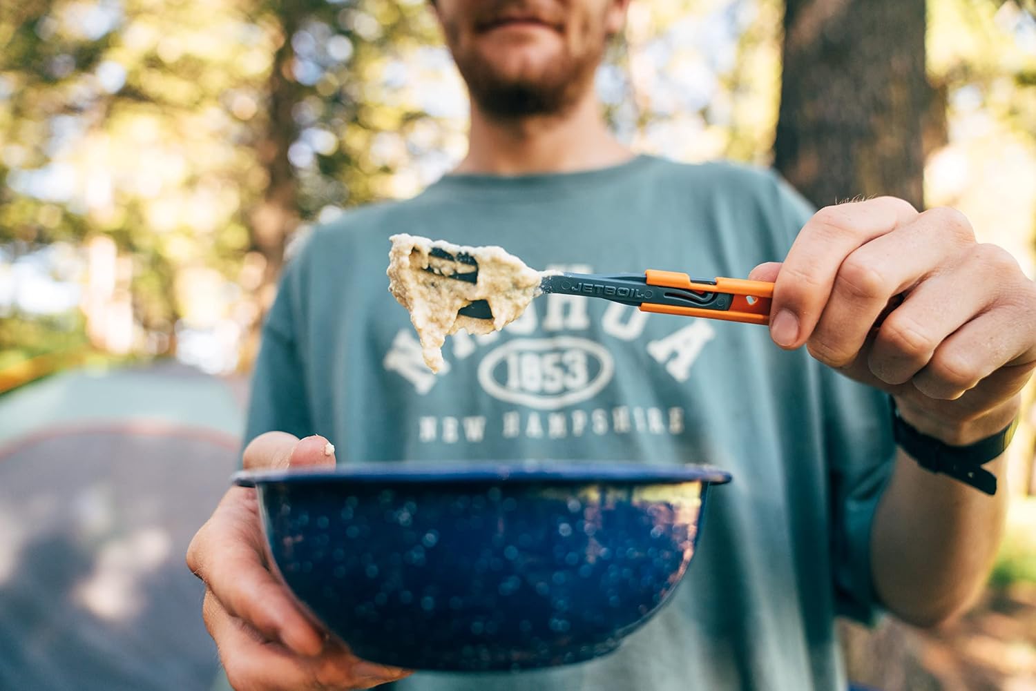 Jetboil Jetset Stowable Camping Utensil Set, Grey Orange