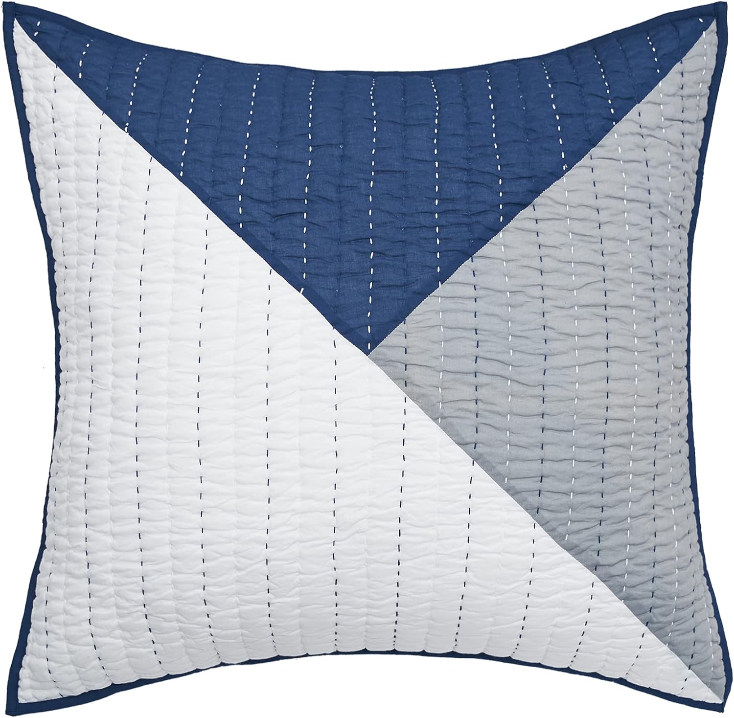 carol & frank 26" x 26" Asymmetrical Cotton Euro Sham - Machine Washable Euro Sham Blue