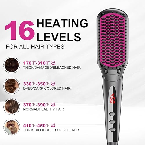 Miniatura 2 de Cepillo alisador iónico de cerámica de Meog Lileis con calefacción de 25 segundos se calienta rápidamente, antiquemaduras y memoria de temperatura,