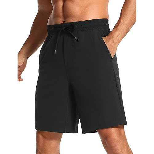 CRZ YOGA Men's Linerless Workout Shorts - 9'' Quick Dry for Running Sports Athletic Gym with Pockets
