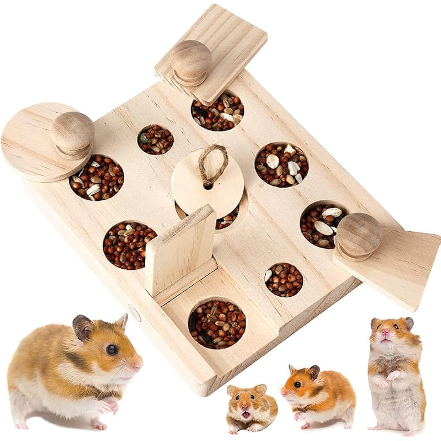 Jouet de recherche de rat en bois naturel pour hamster et lapin