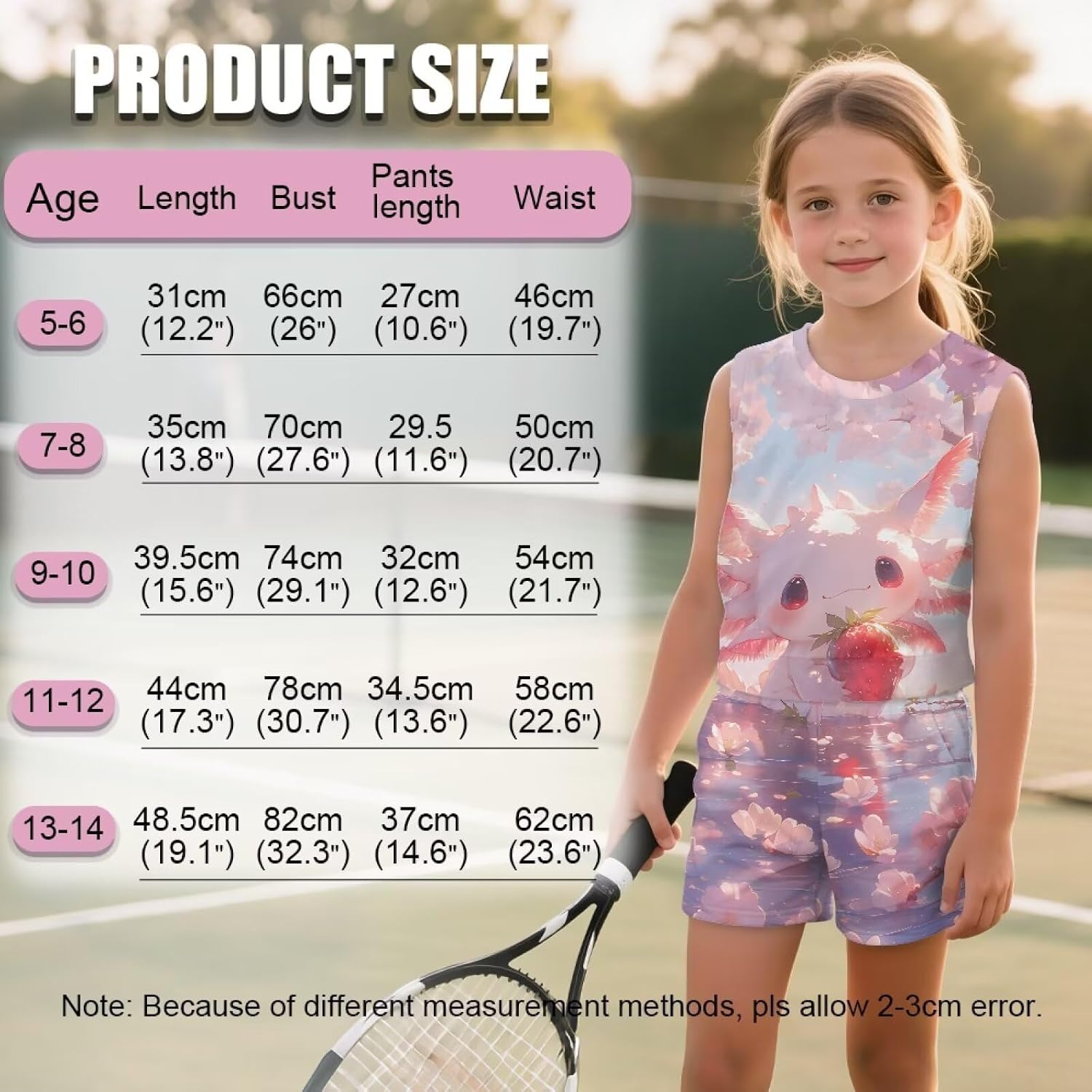 Tennis Sports Girl’s Clothing 2 Piece Outfit Summer Casual Holiday Tank Tops Short Pants Matching Set With Pocket