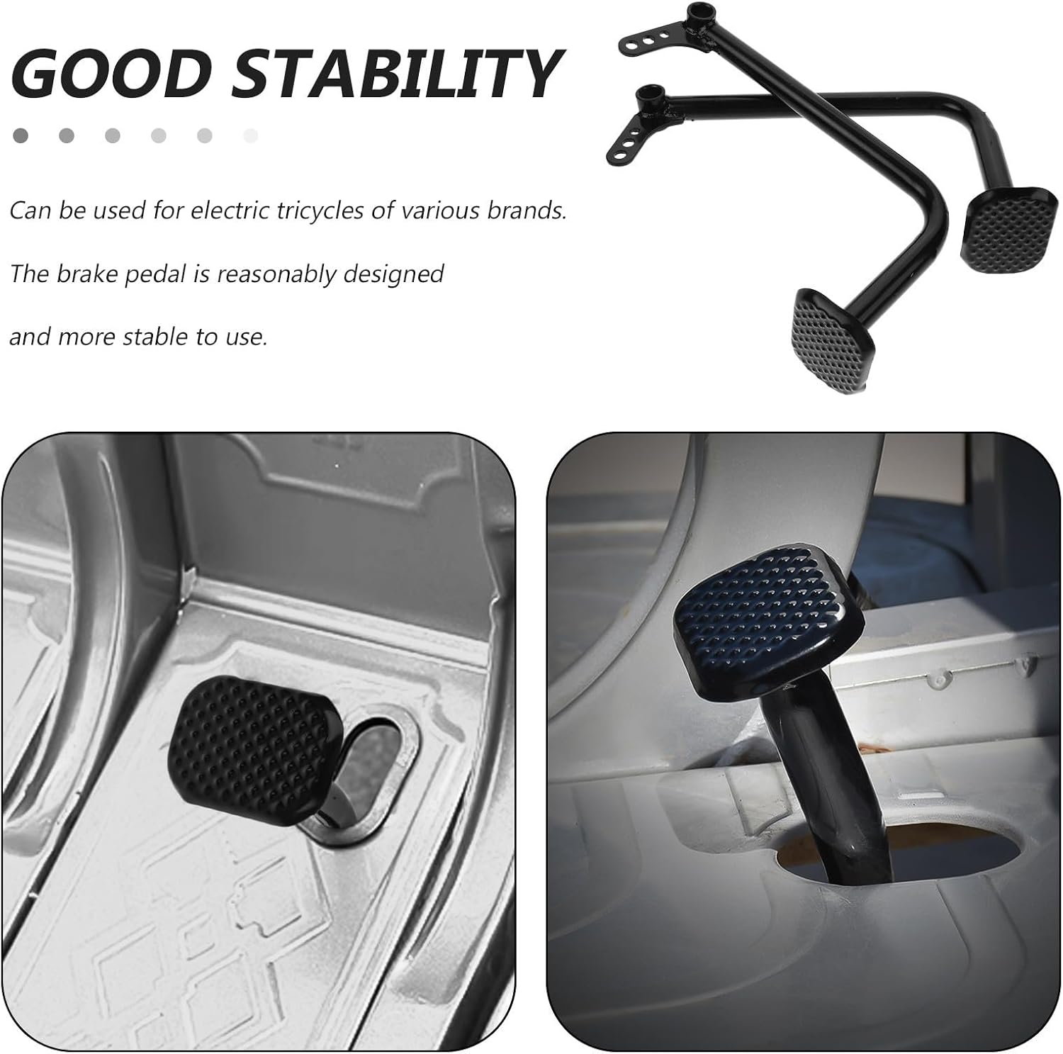Metal Brake Pedals Ergonomic Driving Footrest Pedal 2pcs Black with Exceptional Durability, Atv and Kart Accessories for Electric Tricycles and Go Karts