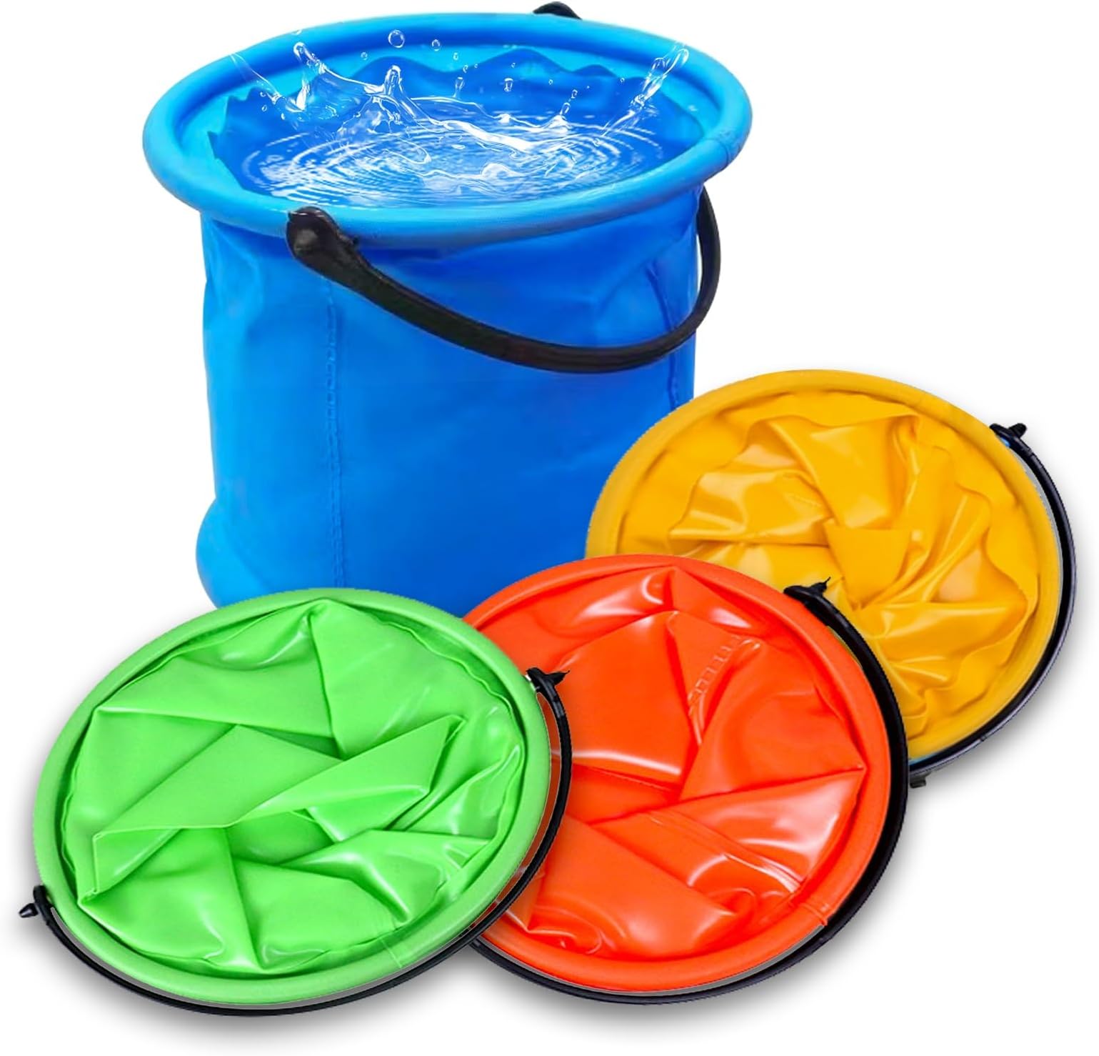 Foldable Bucket 4 Pieces Kids Beach Folding Bucket Portable 2L Bucket Small Colourful Fishing Bucket Multifunctional Washing Bowl for Camping Fishing Beach