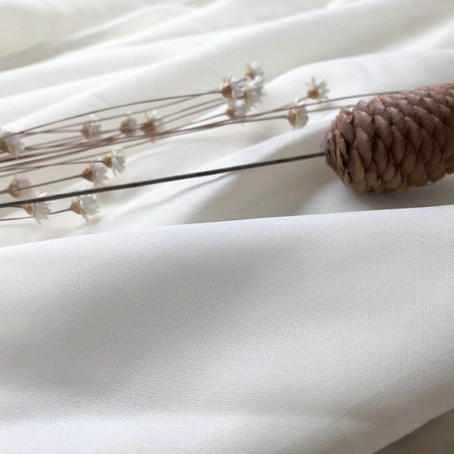 Daesar Semi Blackout Curtains 2 Panels Set, Polyester Grommet Window Treatment Curtains 55" W x 85" H Drapes Solid Color White Blackout Curtains for Bedroom Living Room