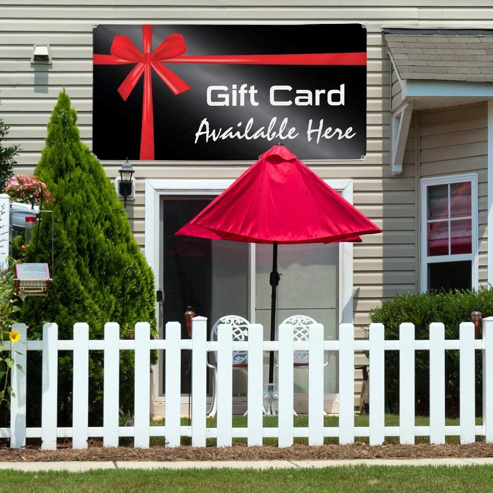 Vinyl Banner Multiple Sizes Gift Card Available Here Business B Business Outdoor Weatherproof Industrial Yard Signs Black 4 Grommets 24x48Inches