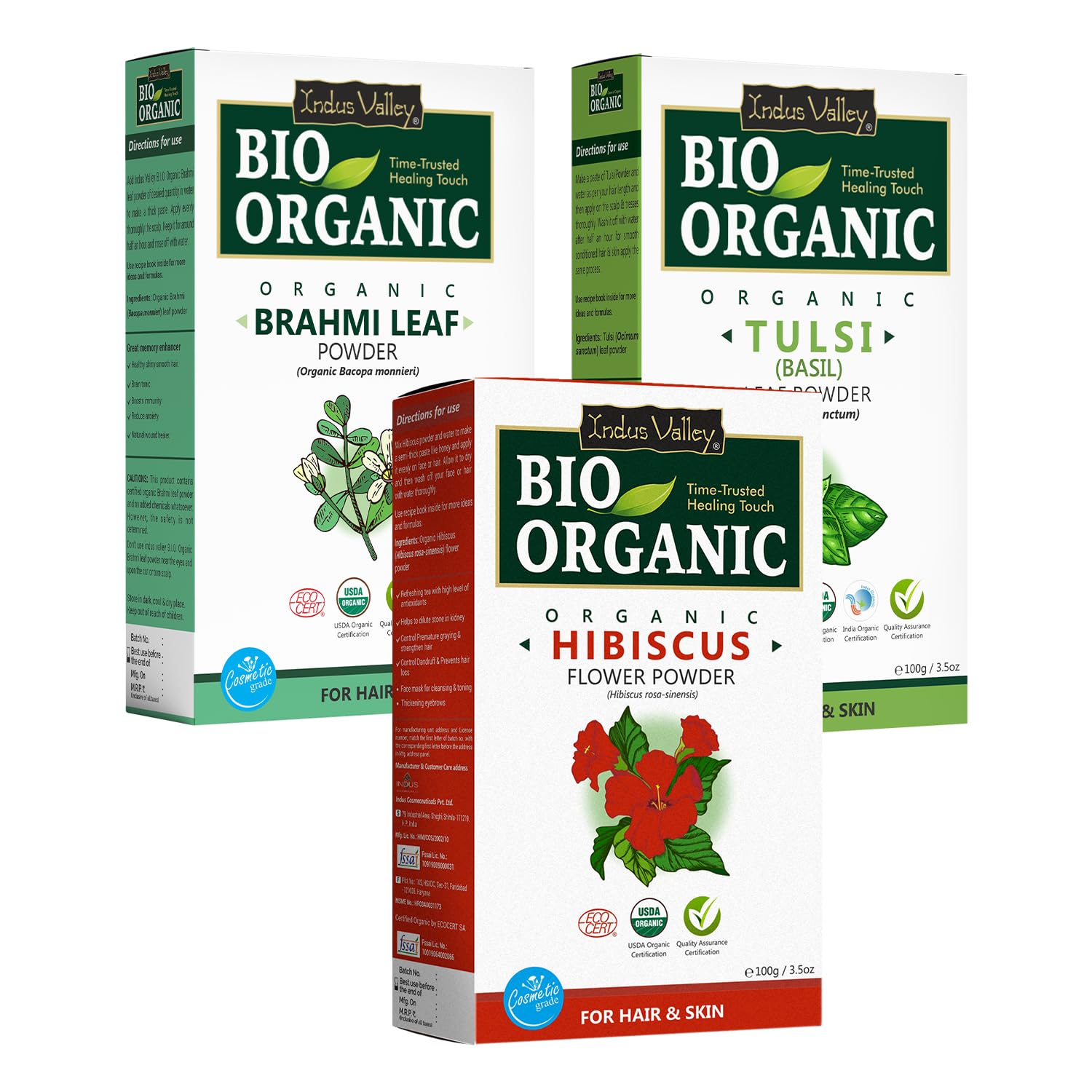 INDUS VALLEY Organic Hibiscus Powder For Hair Care (Hibiscus + Brahmi + Tulsi Powder) -100g *3= 300g-image-17