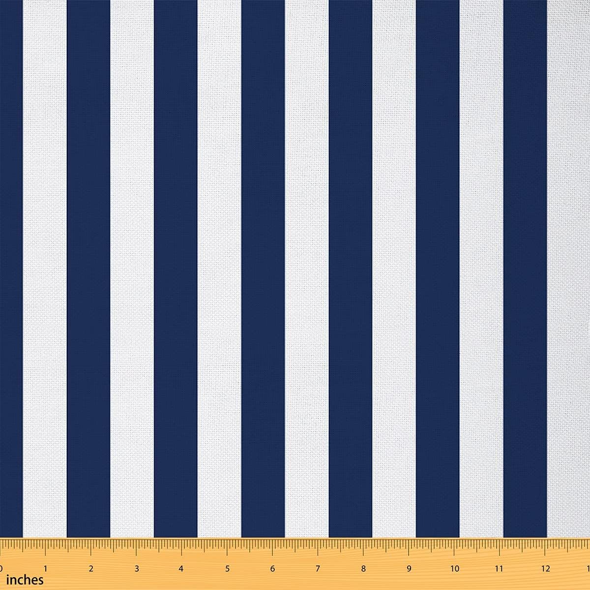 Geometric Quilting Fabric by The Yard, Stripe Striped Upholstery Fabric for Chairs, Abstract Simple Stripes Decorative Fabric, Minimalist Farmhouse Lines Waterproof Fabric, Navy Blue White, 3 Yards